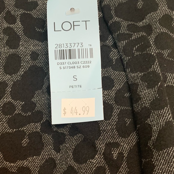 LOFT Black and gray leopard stretch skirt - Picture 2 of 3